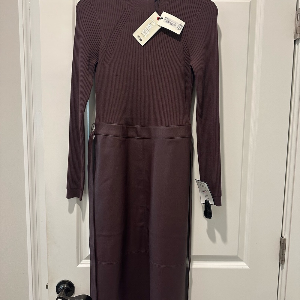 Ted Baker Knitted Bodice Dress with Faux Leather BNWT